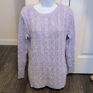 Lands' End Light Purple Cable Knit Sweater